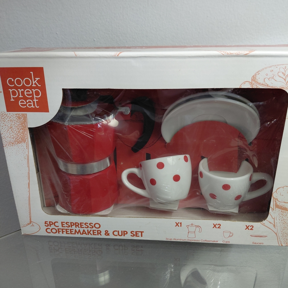 Red Espresso Maker & Cup Set